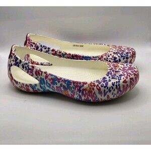 Crocs Kaydee Multi Colored Graffiti Ballet Flats Casual Comfort Nurse Womans 8